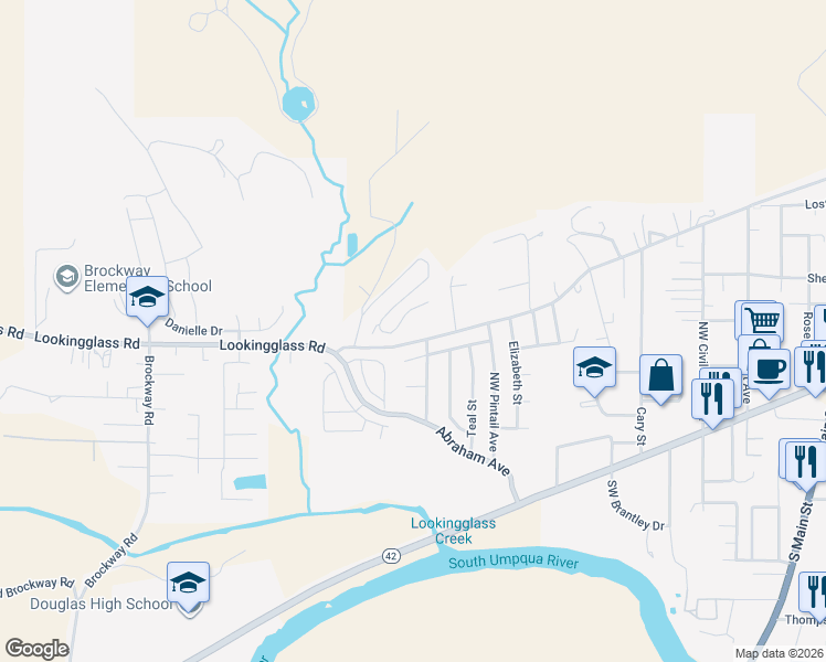 map of restaurants, bars, coffee shops, grocery stores, and more near 13566 Lookingglass Road in Winston