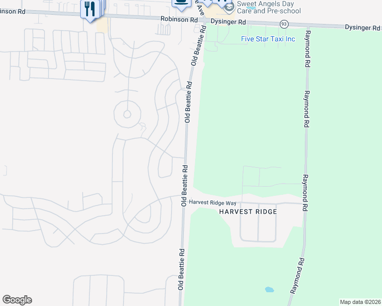 map of restaurants, bars, coffee shops, grocery stores, and more near 6153 Old Beattie Road in Lockport