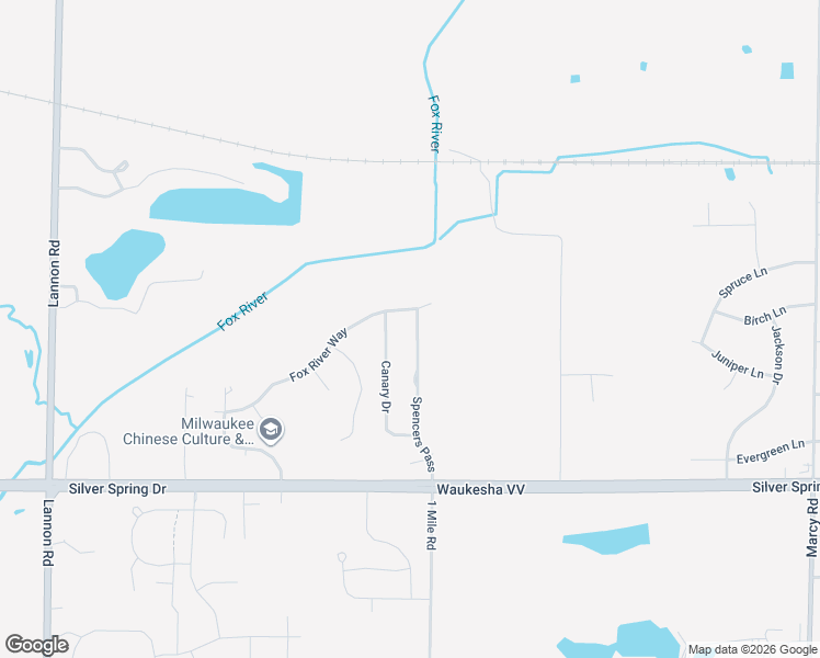 map of restaurants, bars, coffee shops, grocery stores, and more near W192N5845 Spencers Pass in Menomonee Falls