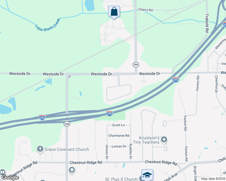 map of restaurants, bars, coffee shops, grocery stores, and more near 73 Red Leaf Drive in Rochester