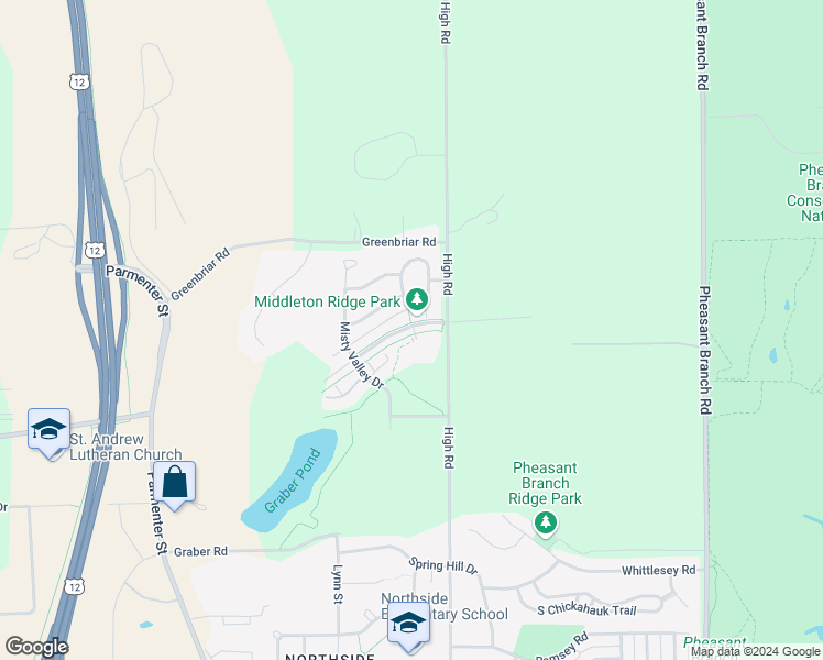 map of restaurants, bars, coffee shops, grocery stores, and more near 7146 Belle Fontaine Boulevard in Middleton