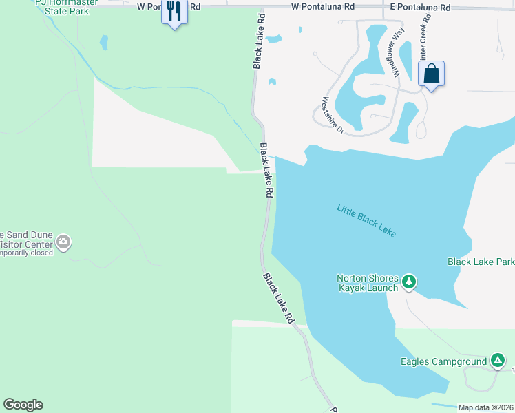 map of restaurants, bars, coffee shops, grocery stores, and more near 7087 Black Lake Road in Norton Shores