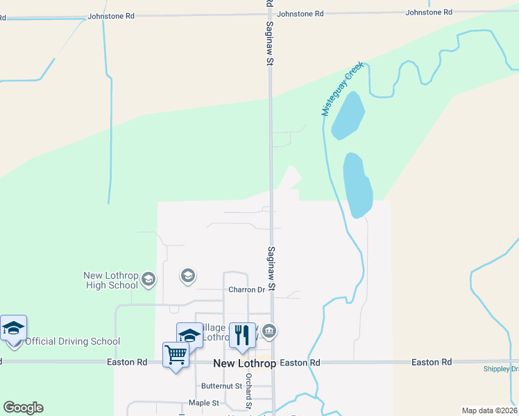 map of restaurants, bars, coffee shops, grocery stores, and more near 8251 New Lothrop Road in New Lothrop
