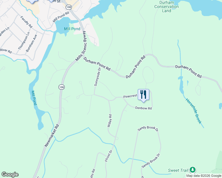 map of restaurants, bars, coffee shops, grocery stores, and more near 6 Pinecrest Lane in Durham