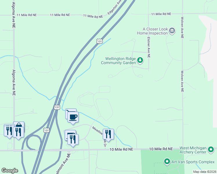 map of restaurants, bars, coffee shops, grocery stores, and more near 2925 Tributary Drive in Rockford
