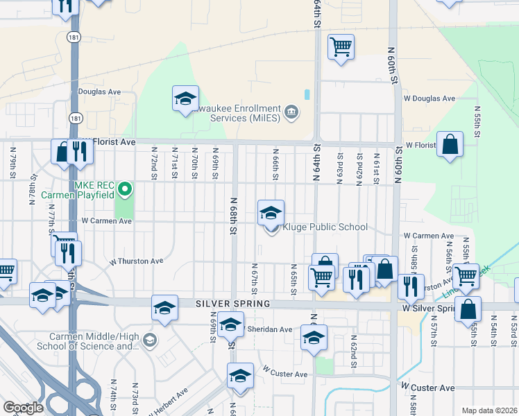 map of restaurants, bars, coffee shops, grocery stores, and more near in Milwaukee