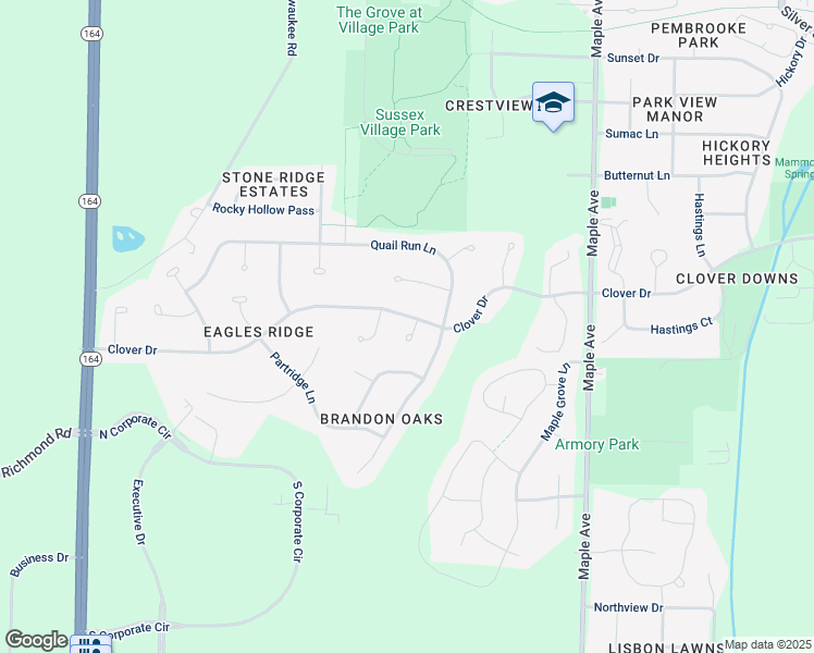 map of restaurants, bars, coffee shops, grocery stores, and more near W243N5820 Pheasant Court in Sussex