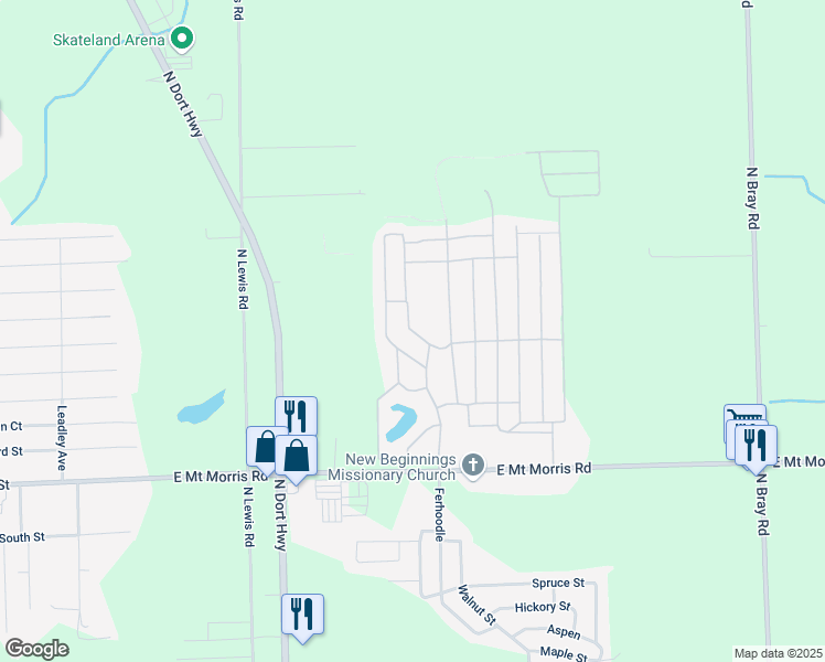 map of restaurants, bars, coffee shops, grocery stores, and more near 96 Renfrew Avenue in Mount Morris