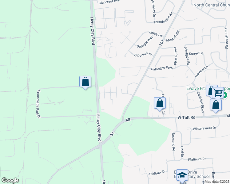 map of restaurants, bars, coffee shops, grocery stores, and more near 7300 Henry Clay Boulevard in Liverpool