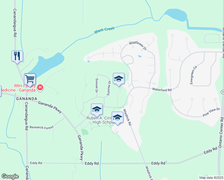 map of restaurants, bars, coffee shops, grocery stores, and more near 3265 Dayspring Ridge in Walworth