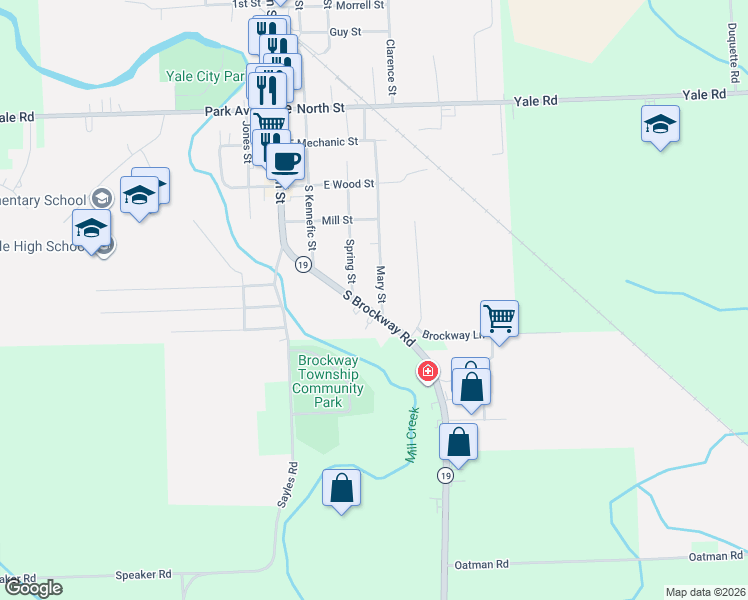 map of restaurants, bars, coffee shops, grocery stores, and more near 213 Brockway Road in Yale