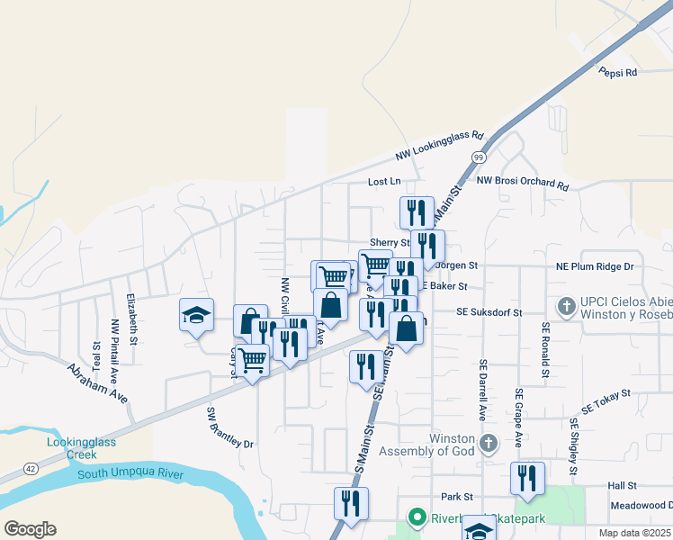 map of restaurants, bars, coffee shops, grocery stores, and more near 209 Northwest Glenhart Avenue in Winston