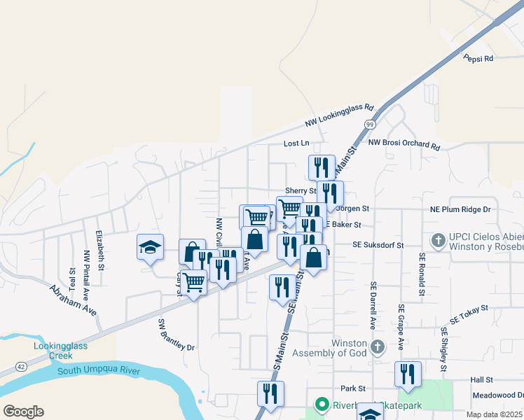 map of restaurants, bars, coffee shops, grocery stores, and more near 189 Northwest Glenhart Avenue in Winston