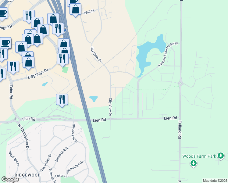 map of restaurants, bars, coffee shops, grocery stores, and more near 1804 Twin Fawn Trail in Madison
