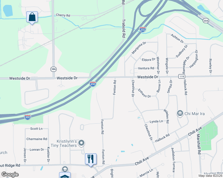 map of restaurants, bars, coffee shops, grocery stores, and more near 10 Fenton Road in Rochester