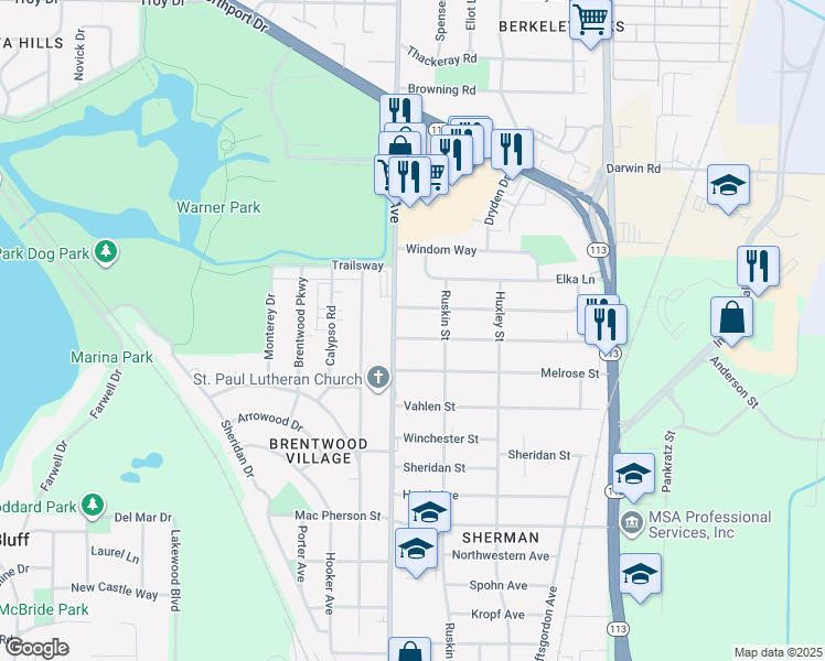 map of restaurants, bars, coffee shops, grocery stores, and more near 1718 Sachtjen Street in Madison