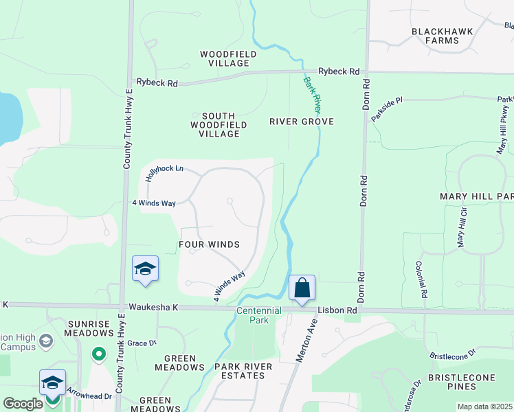 map of restaurants, bars, coffee shops, grocery stores, and more near 1189 4 Winds Way in Hartland