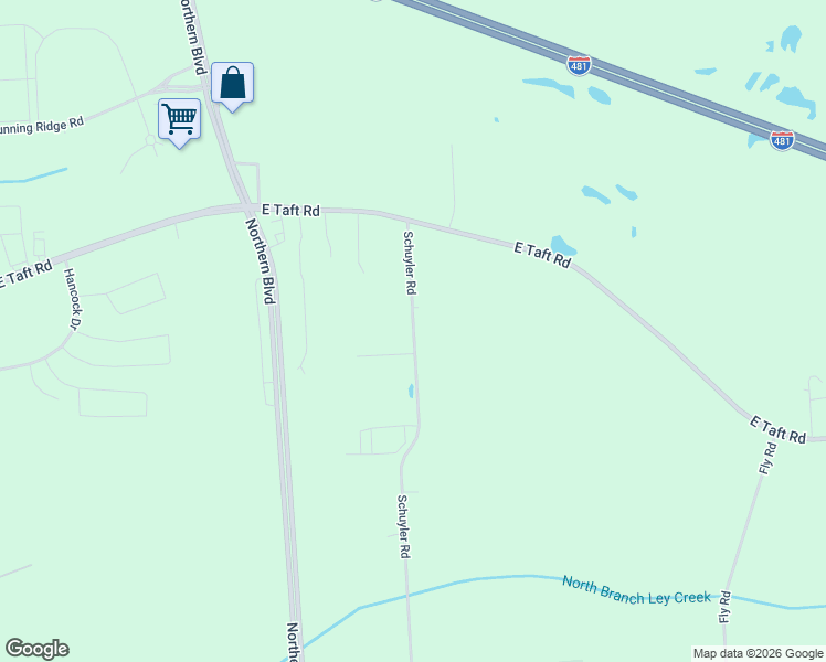 map of restaurants, bars, coffee shops, grocery stores, and more near Schuyler Road in Onondaga County