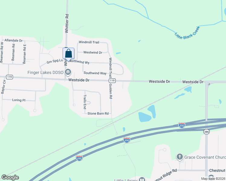 map of restaurants, bars, coffee shops, grocery stores, and more near 260 Golden Road in Rochester