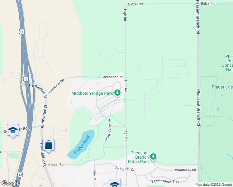 map of restaurants, bars, coffee shops, grocery stores, and more near 7129 Peak View Way in Middleton