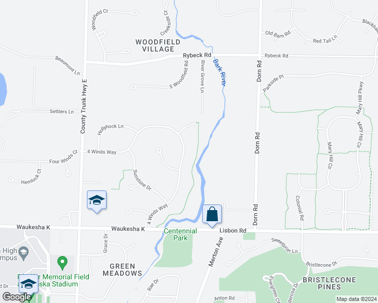 map of restaurants, bars, coffee shops, grocery stores, and more near 1194 4 Winds Way in Hartland