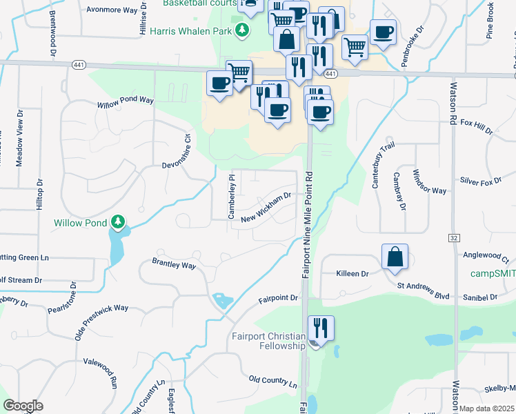 map of restaurants, bars, coffee shops, grocery stores, and more near 43 New Wickham Drive in Monroe