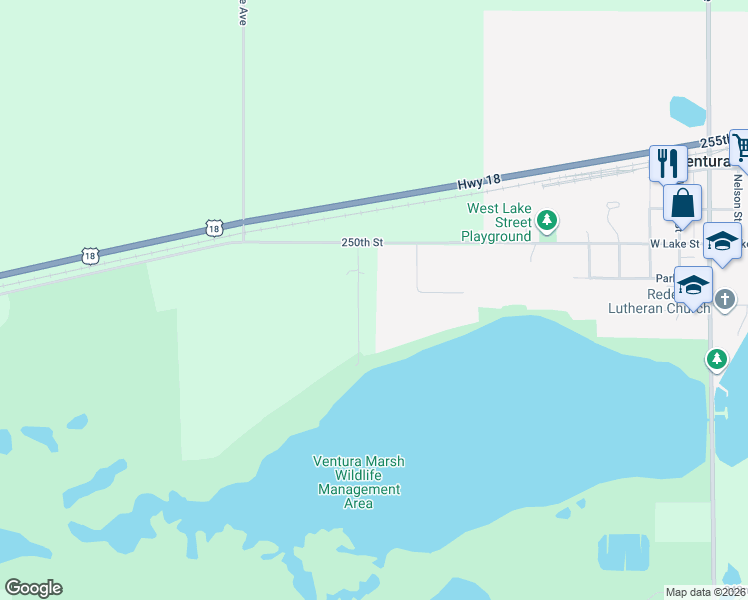 map of restaurants, bars, coffee shops, grocery stores, and more near 1251B 250th Street in Ventura