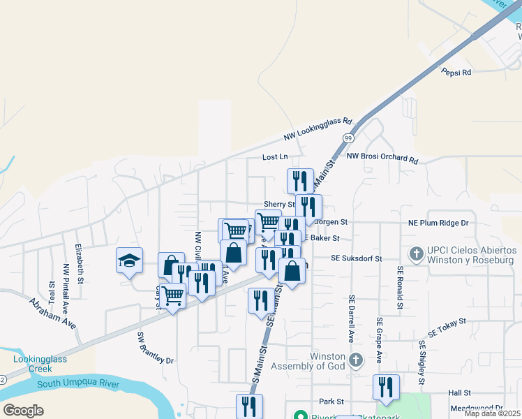 map of restaurants, bars, coffee shops, grocery stores, and more near 214 Rose Avenue in Winston