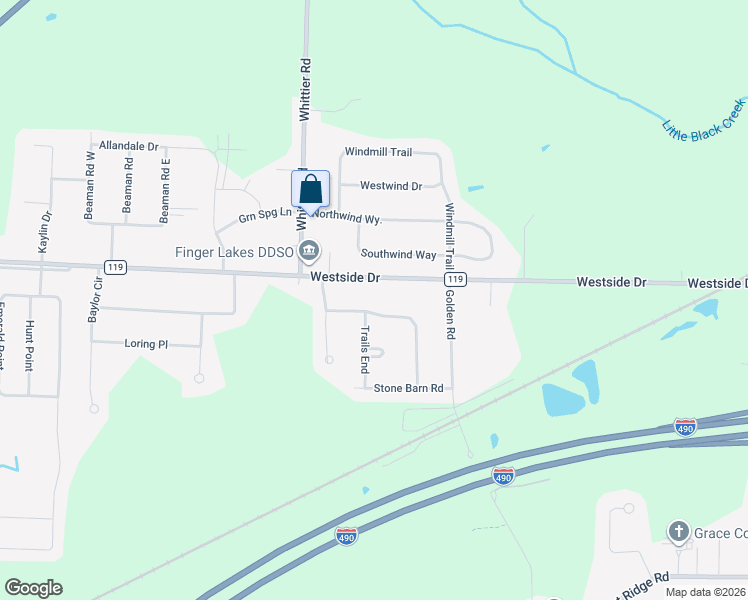 map of restaurants, bars, coffee shops, grocery stores, and more near 10 Weatherwood Lane in Rochester
