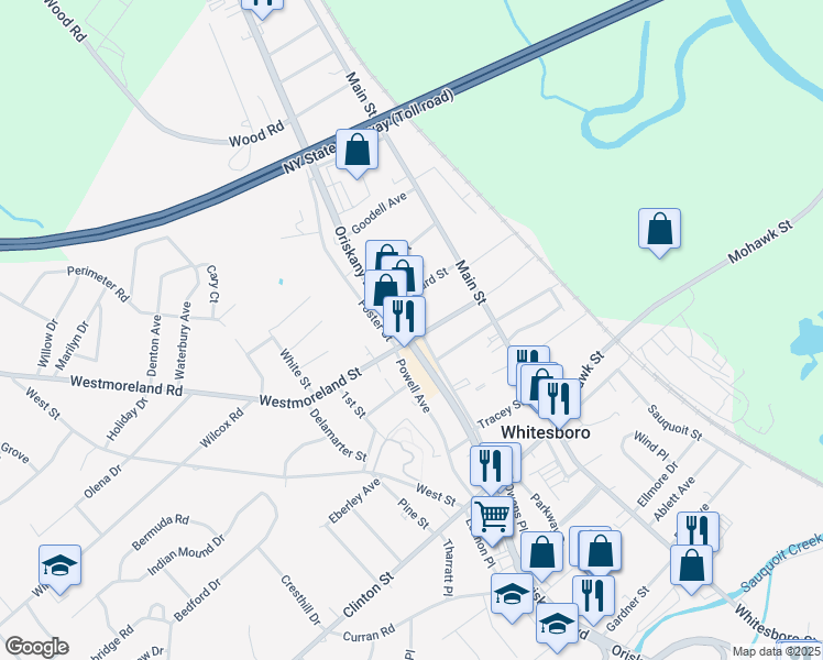 map of restaurants, bars, coffee shops, grocery stores, and more near 200 Oriskany Boulevard in Whitesboro