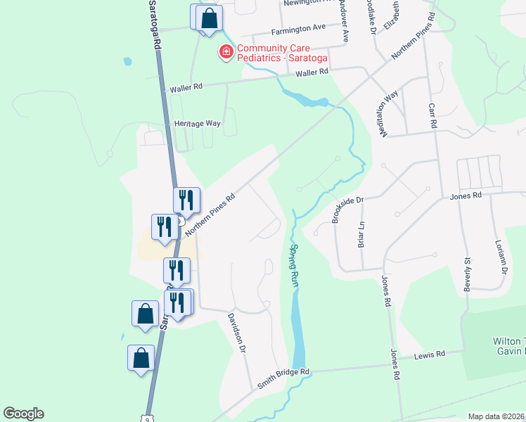 map of restaurants, bars, coffee shops, grocery stores, and more near 417 Northern Pines Road in Gansevoort