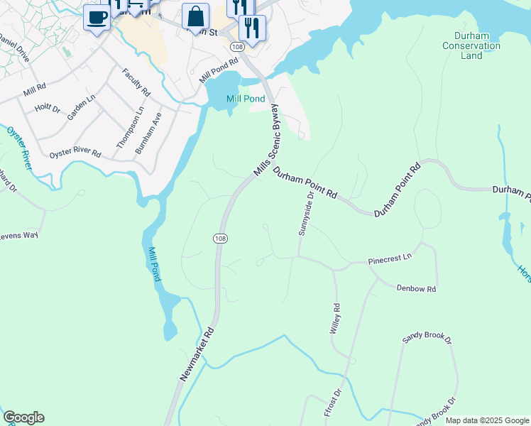 map of restaurants, bars, coffee shops, grocery stores, and more near 6 York Drive in Durham