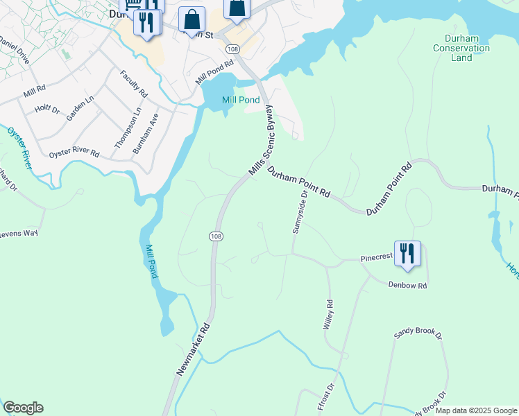 map of restaurants, bars, coffee shops, grocery stores, and more near 6 York Drive in Durham