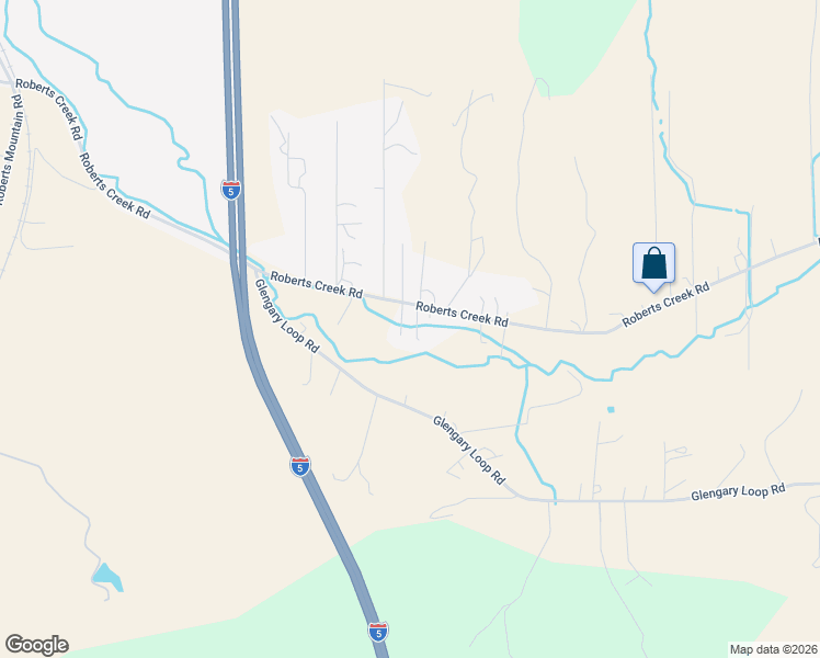map of restaurants, bars, coffee shops, grocery stores, and more near 2227 Roberts Creek Road in Roseburg