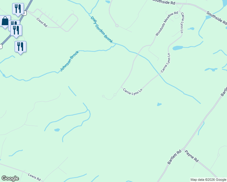 map of restaurants, bars, coffee shops, grocery stores, and more near 165 Woodside Meadow Road in York