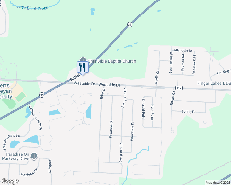 map of restaurants, bars, coffee shops, grocery stores, and more near 11 Brentwood Drive in Rochester