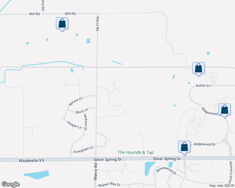 map of restaurants, bars, coffee shops, grocery stores, and more near W178N5898 Timm's Prairie Walk in Menomonee Falls