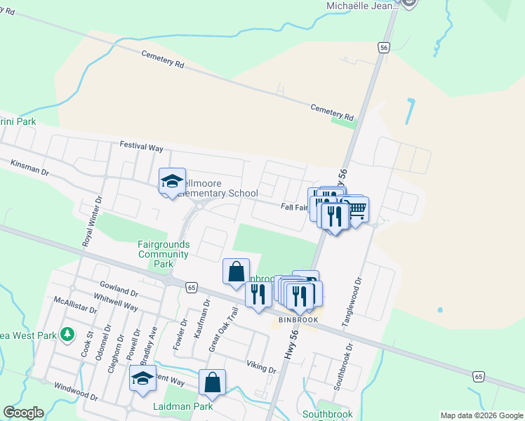 map of restaurants, bars, coffee shops, grocery stores, and more near 87 Garinger Crescent in Hamilton