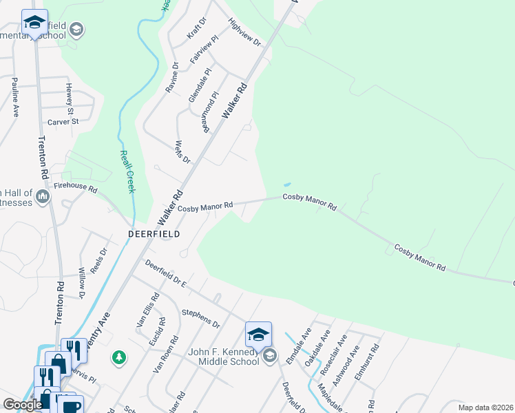 map of restaurants, bars, coffee shops, grocery stores, and more near 10405 Cosby Manor Rd in Deerfield