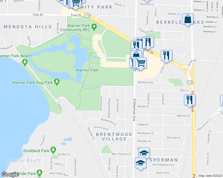 map of restaurants, bars, coffee shops, grocery stores, and more near 1501 Trailsway in Madison