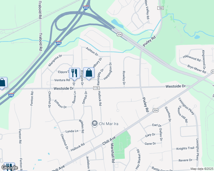 map of restaurants, bars, coffee shops, grocery stores, and more near 115 Harpington Drive in Rochester