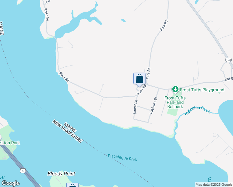 map of restaurants, bars, coffee shops, grocery stores, and more near 241 River Road in Eliot