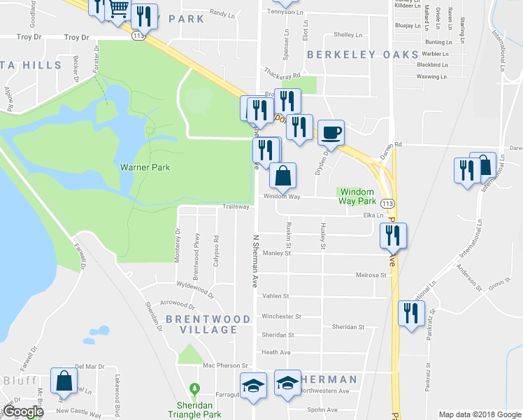 map of restaurants, bars, coffee shops, grocery stores, and more near 2601 North Sherman Avenue in Madison
