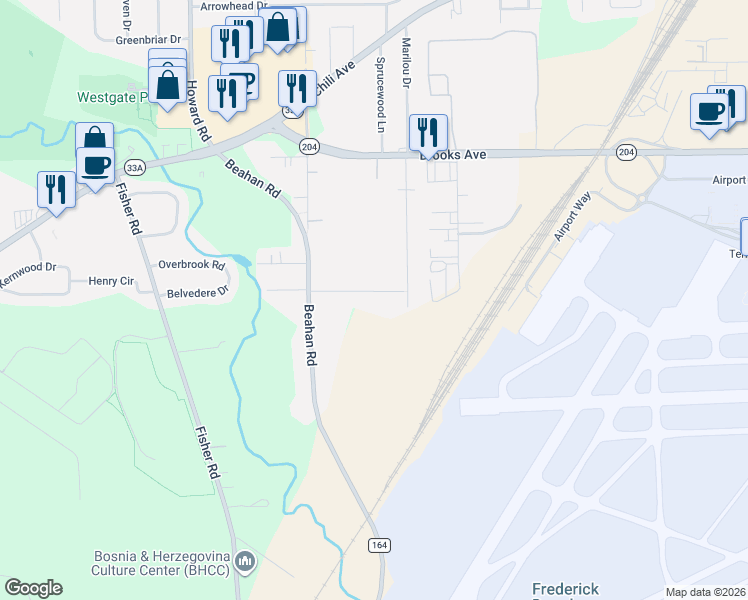 map of restaurants, bars, coffee shops, grocery stores, and more near 14 Ruth Ellen Way in Rochester