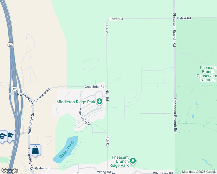 map of restaurants, bars, coffee shops, grocery stores, and more near 6606 Greenbriar Road in Middleton