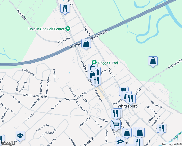 map of restaurants, bars, coffee shops, grocery stores, and more near 238 Oriskany Boulevard in Whitesboro