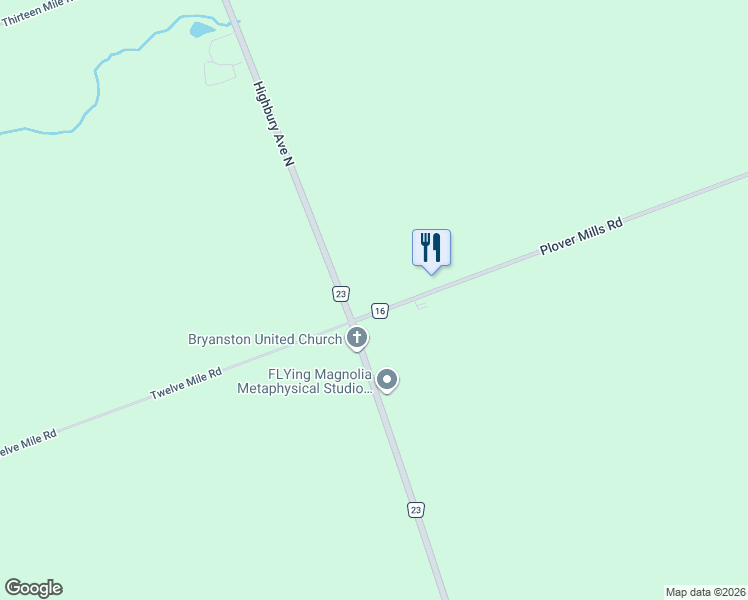 map of restaurants, bars, coffee shops, grocery stores, and more near 15294 Plover Mills Road in Ilderton