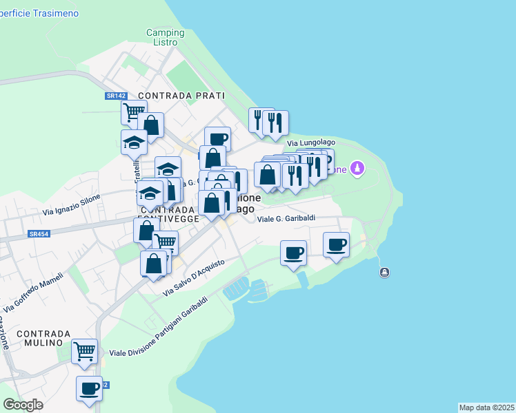 map of restaurants, bars, coffee shops, grocery stores, and more near 1 Piazza Dante Alighieri in Castiglione del Lago