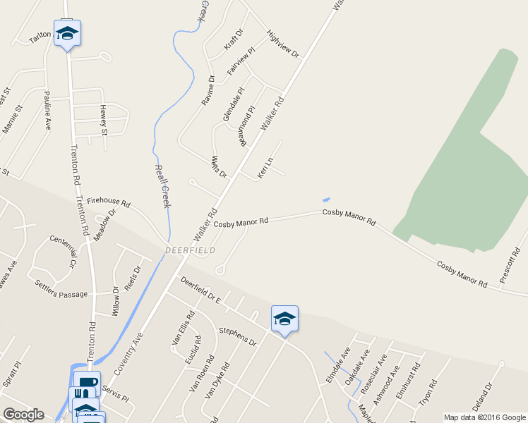 map of restaurants, bars, coffee shops, grocery stores, and more near 10397 Cosby Manor Rd in Utica