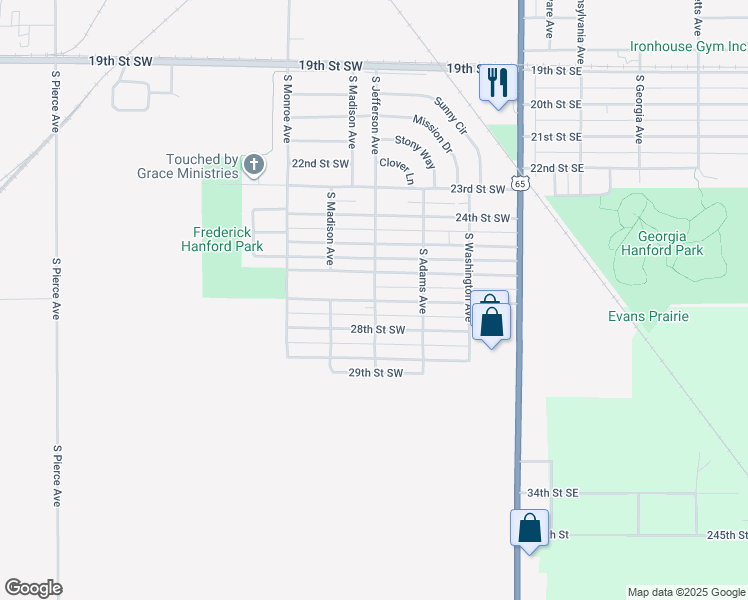 map of restaurants, bars, coffee shops, grocery stores, and more near 300 27th Street Southwest in Mason City